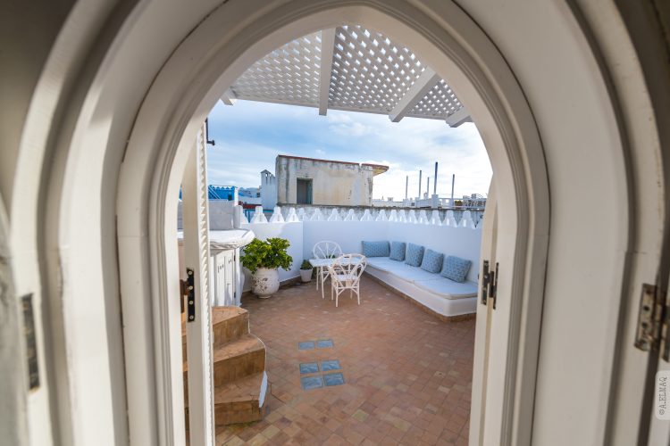 Terrasse Assilah Riad Dar el maq, vue sur l'atlantique