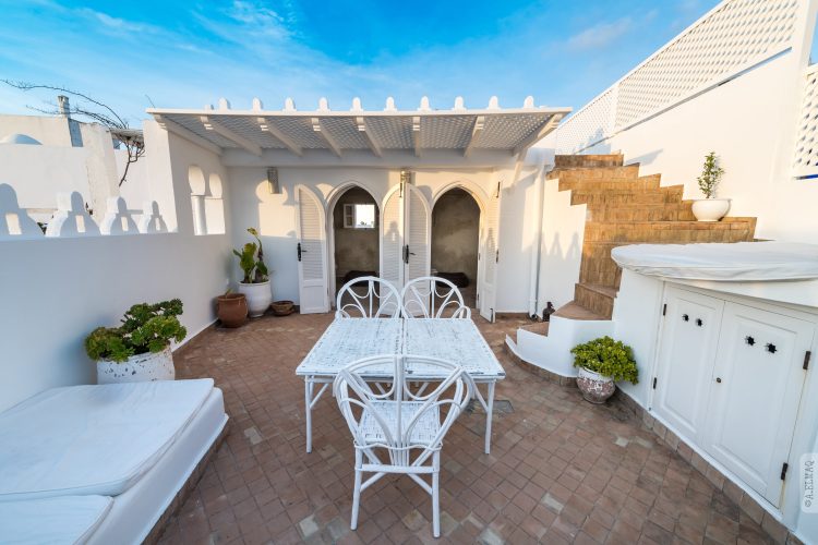 Terrasse Assilah Riad Dar el maq, vue sur l'atlantique